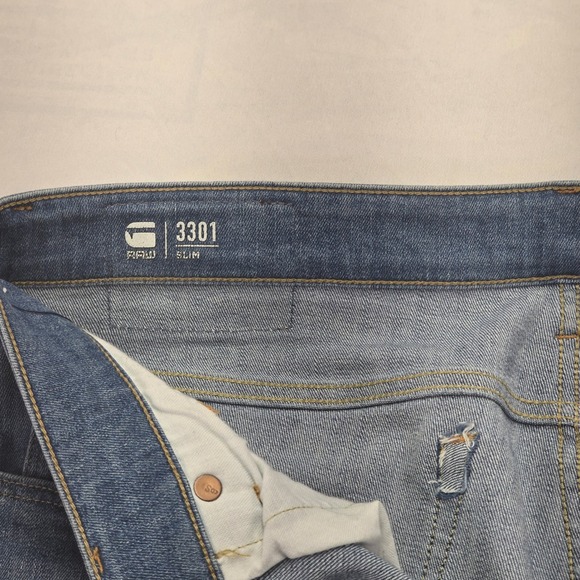 G Star Raw 3301 Slim Fit Men's Jeans Medium Wash Button Fly Size 34x30 - Picture 11 of 16
